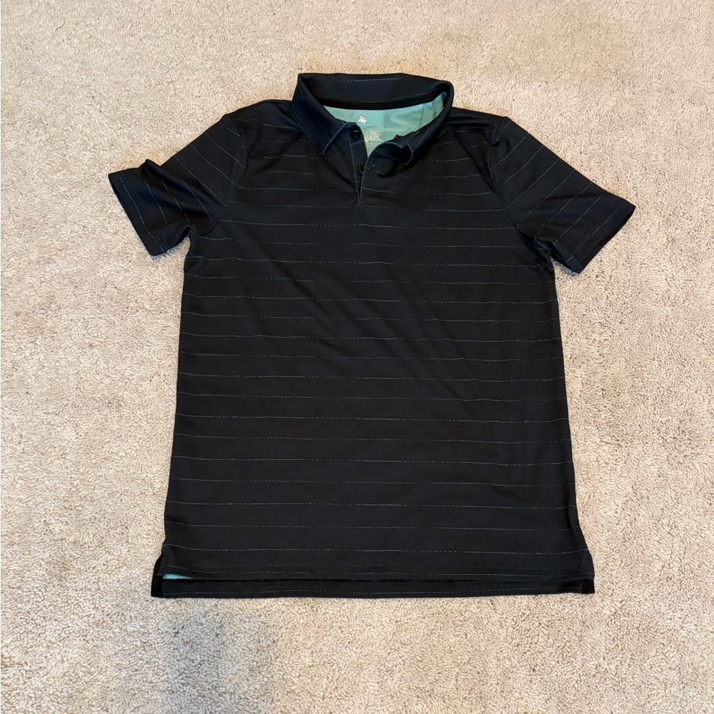 All in Motion Black Polo Shirt with Subtle Stripes
